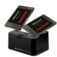 PACK of 2 x SanDisk Extreme Solid State Drive 480GB with Voyager docking station for rent from RENTaCAM Sydney
